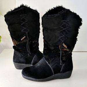 Tecnica Italian black fur winter boots Sz 8- NWOT